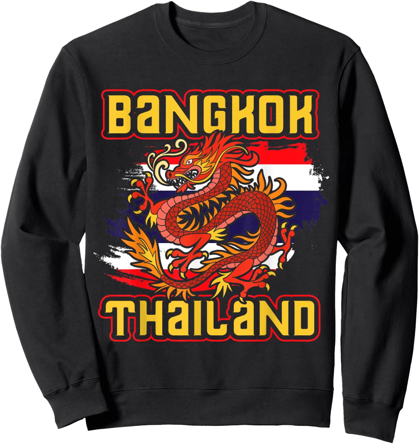 Bangkok Thai Flag Asia Dragon Thailand Sweatshirt - Sweatshirt | Black