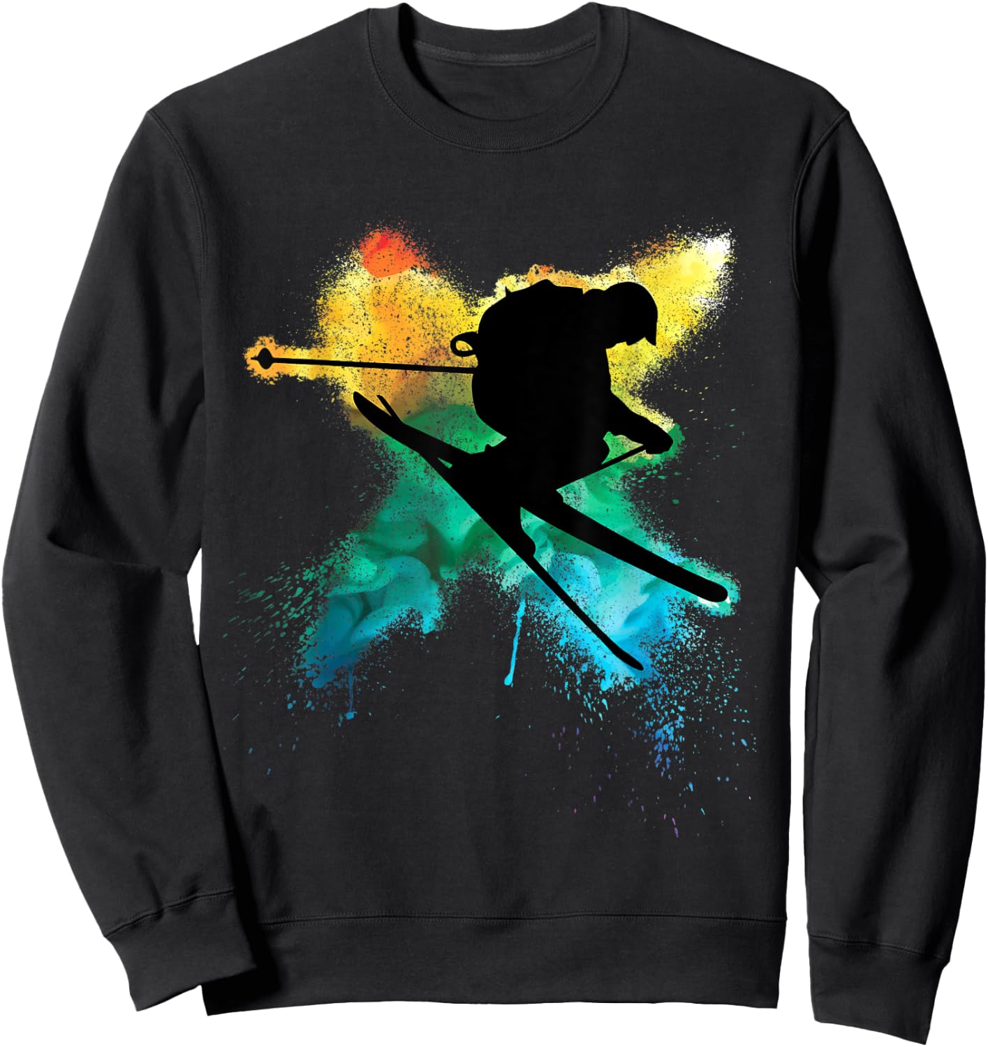 Cool boy jumps with ski during alpine skiing Sweatshirt - Sweatshirt | Black