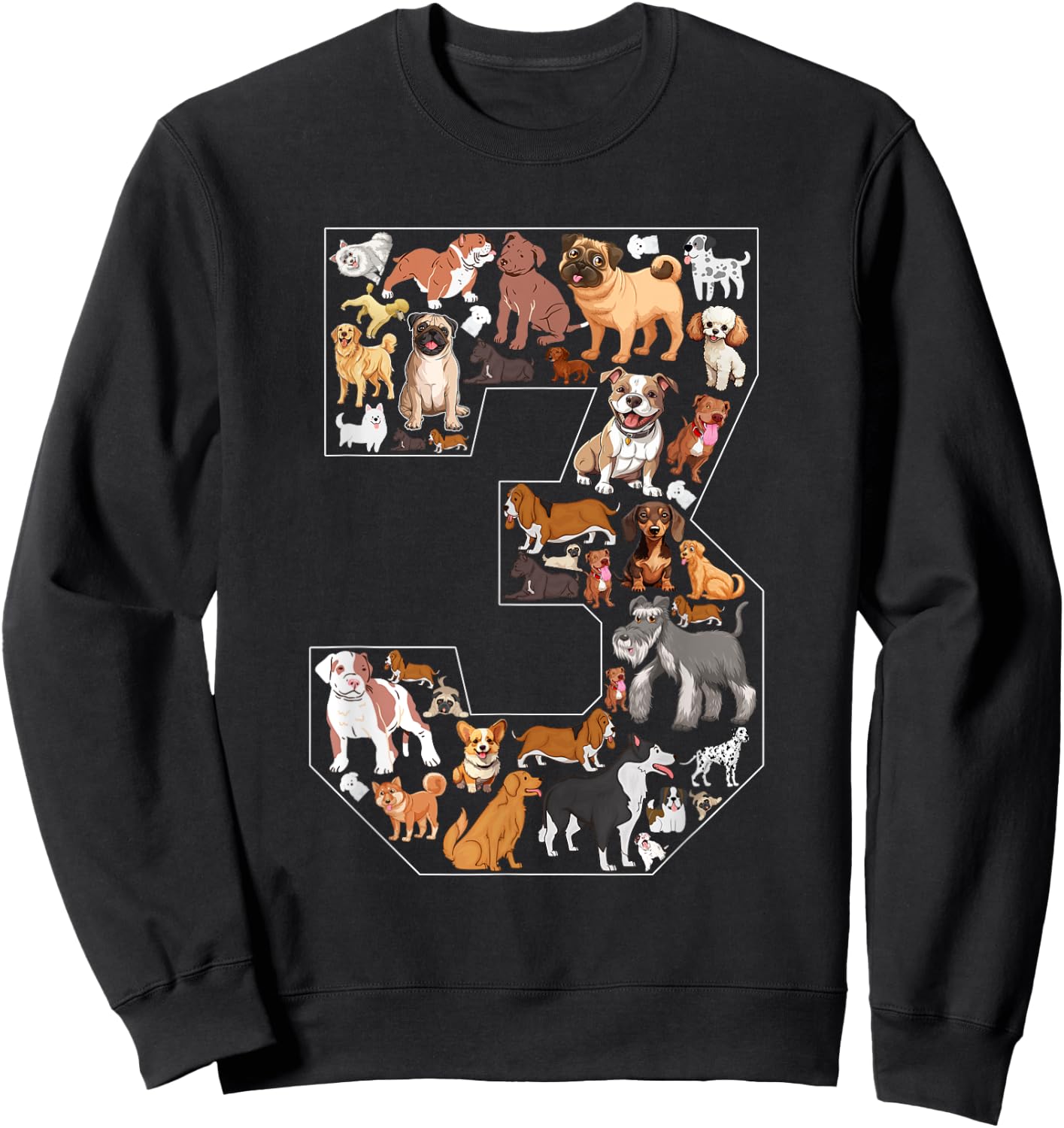 3rd Birthday Dog Lovers 3 Year Old Boys Girls Party Sweatshirt - Sweatshirt | Black