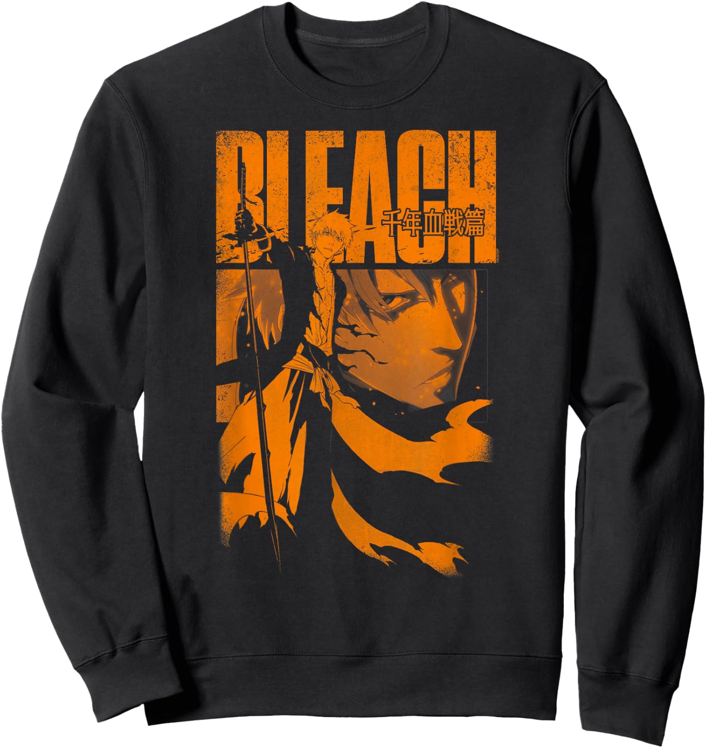 BLEACH: Thousand Year Blood War Orange Ichigo Pose Anime , Black, S Sweatshirt - Sweatshirt | Black