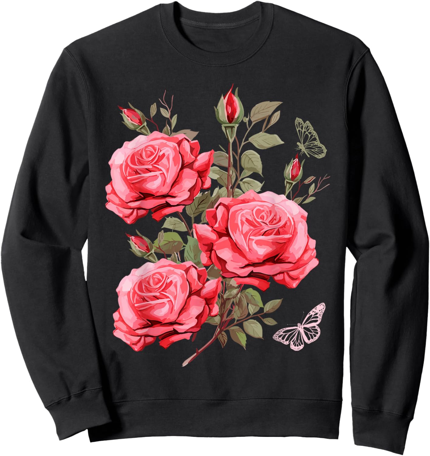 Gärtner Flower Rosenstrauß mit rosa Rosen und Rosenblüten Sweatshirt - Sweatshirt | Black