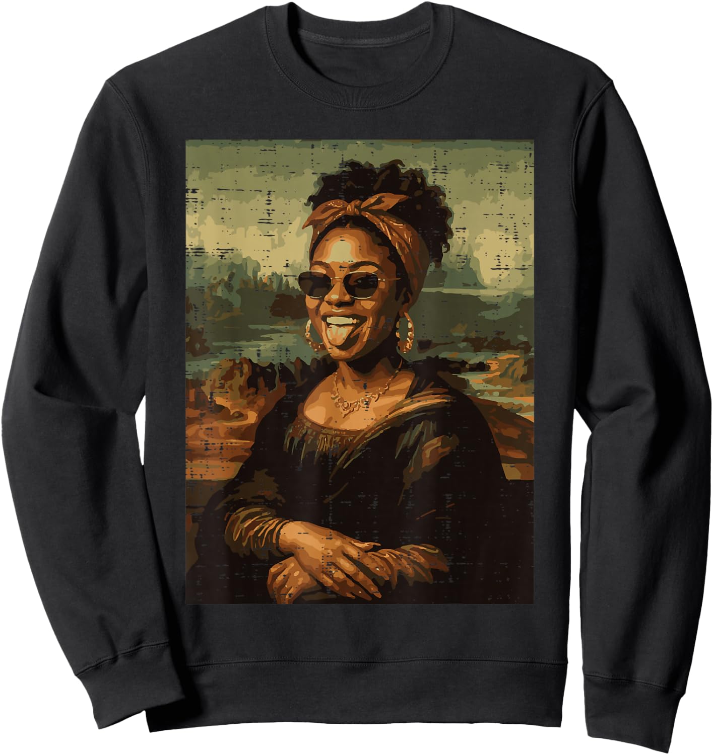 Afro Black Woman Mona Lisa Funny Meme African Women Men Kids Sweatshirt - Sweatshirt | Black