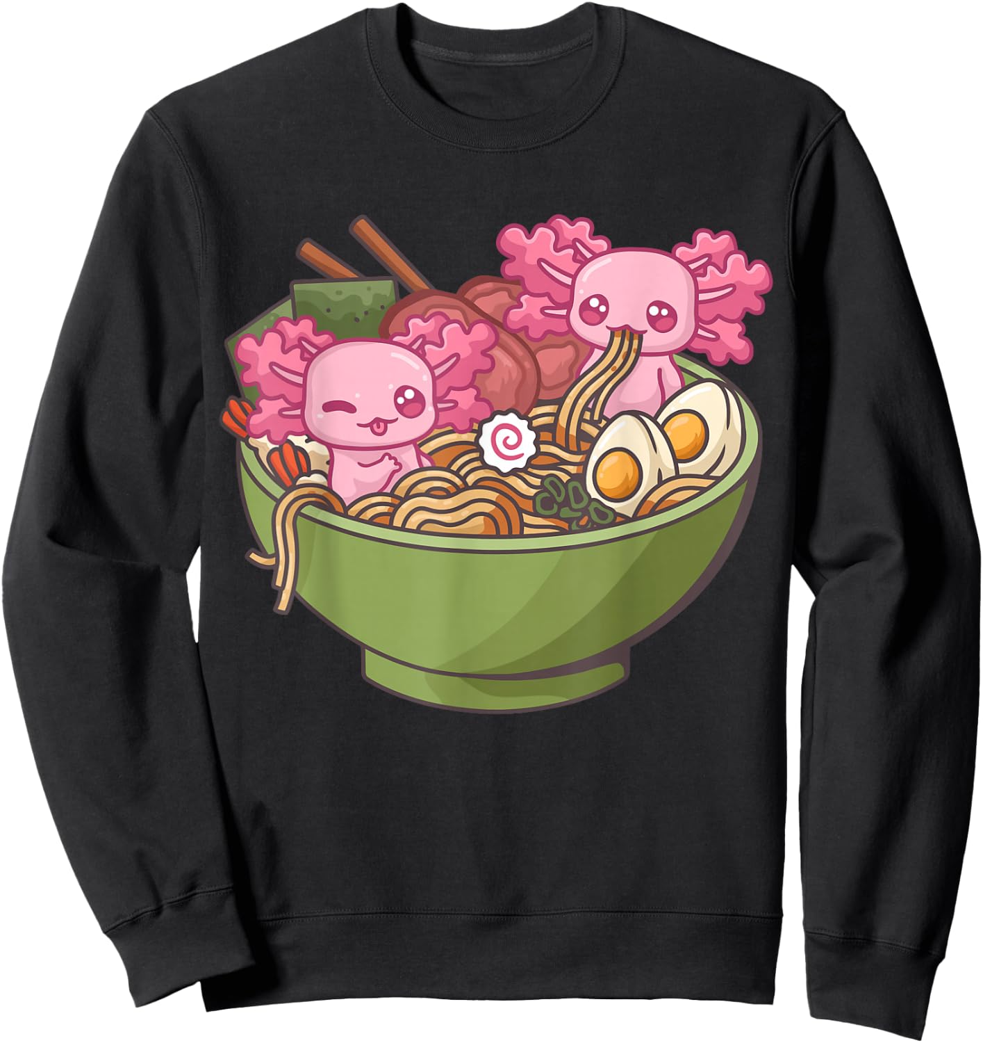 Axolotl Ramen Bowl Kawaii Anime Sweatshirt - Sweatshirt | Black