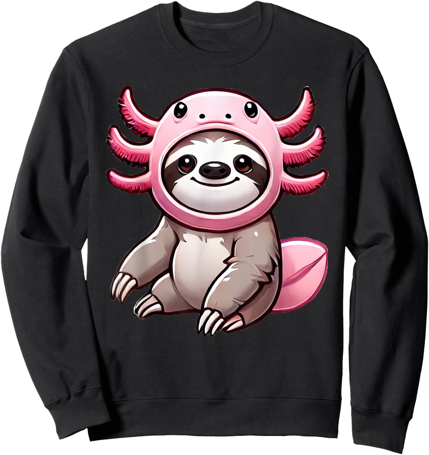 Kawaii Sloth Axolotl Costume Sweatshirt - Sweatshirt | Black