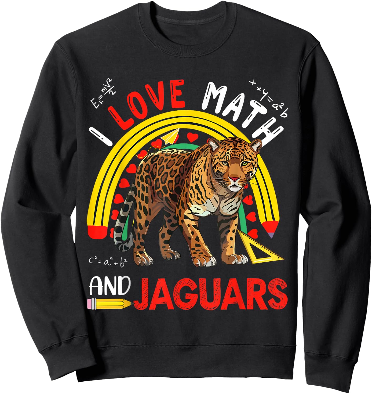 I Love Math And Jaguars Costume Teachers Students Sweatshirt - Sweatshirt | Black