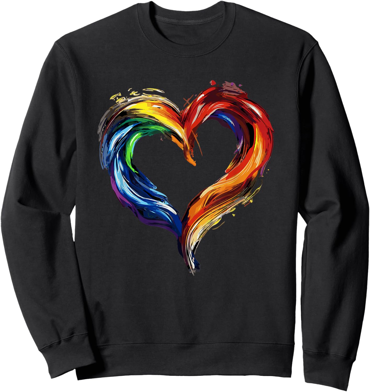 LGBTQ Rainbow Heart Art Painting Equality Love Sweatshirt - Sweatshirt | Black