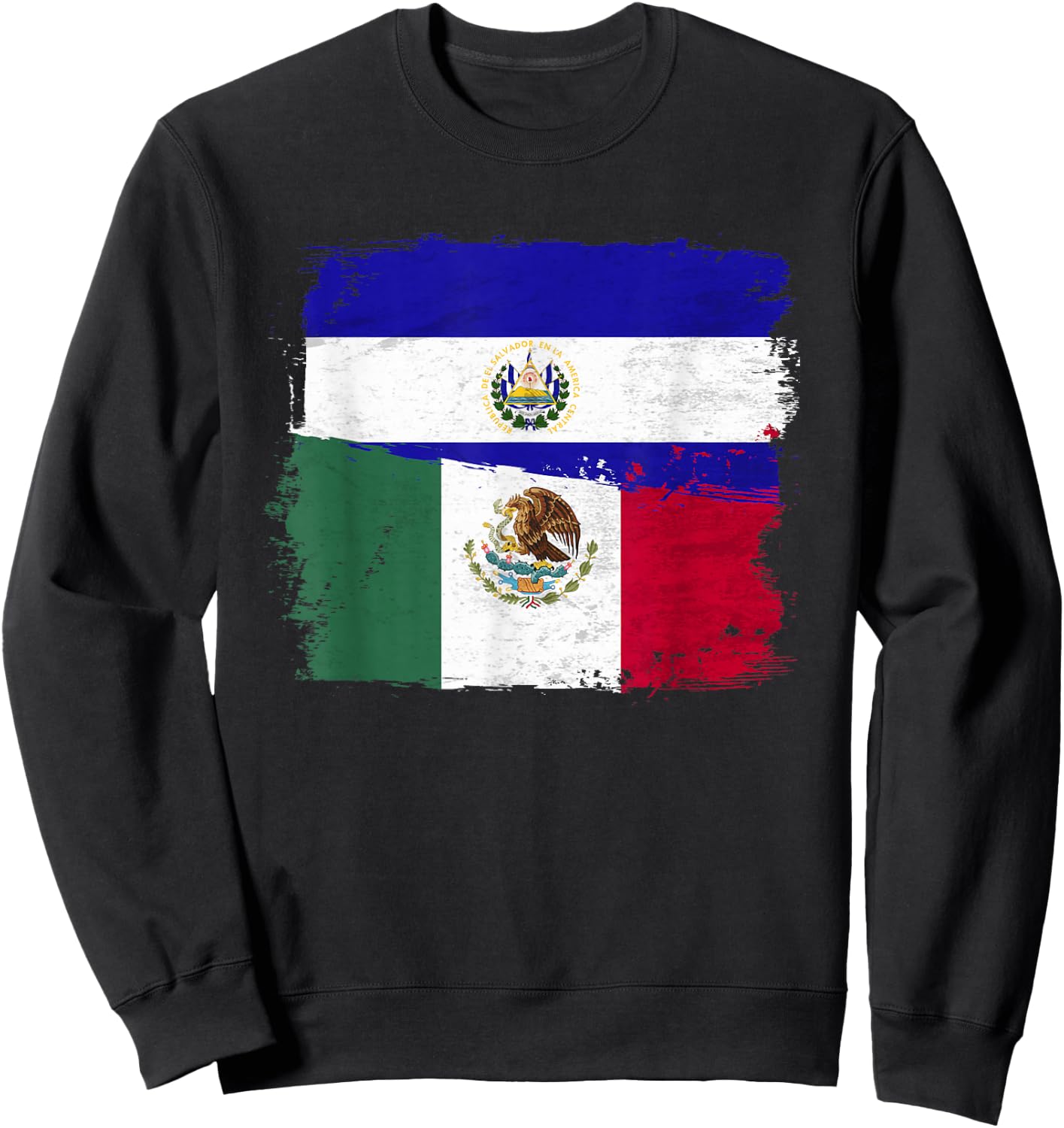MEXICAN El Salvador Flag Half Mexican El Salvadoria Flag Sweatshirt - Sweatshirt | Black