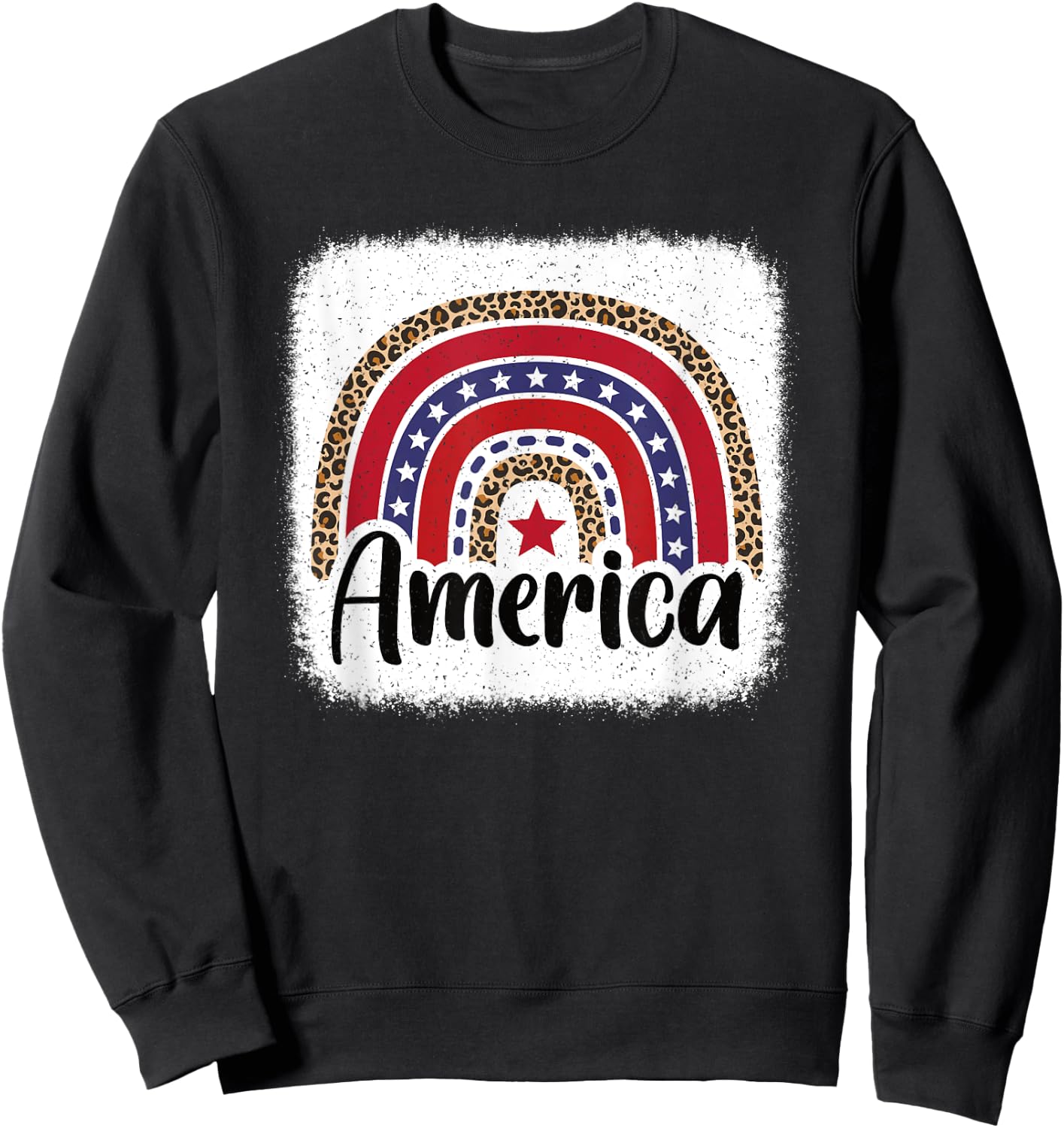 American Flag Rainbow 4th Of July USA Patriotic Women Girls Sweatshirt - Sweatshirt | Black