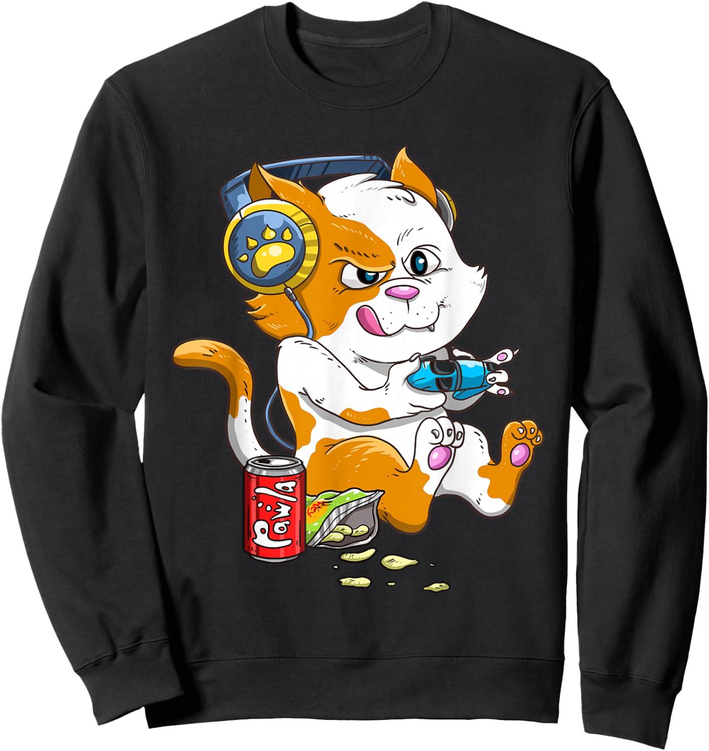 Funny Cat Gaming Cat Lover Kawaii Video Games Funny Gamer Sweatshirt - Sweatshirt | Black