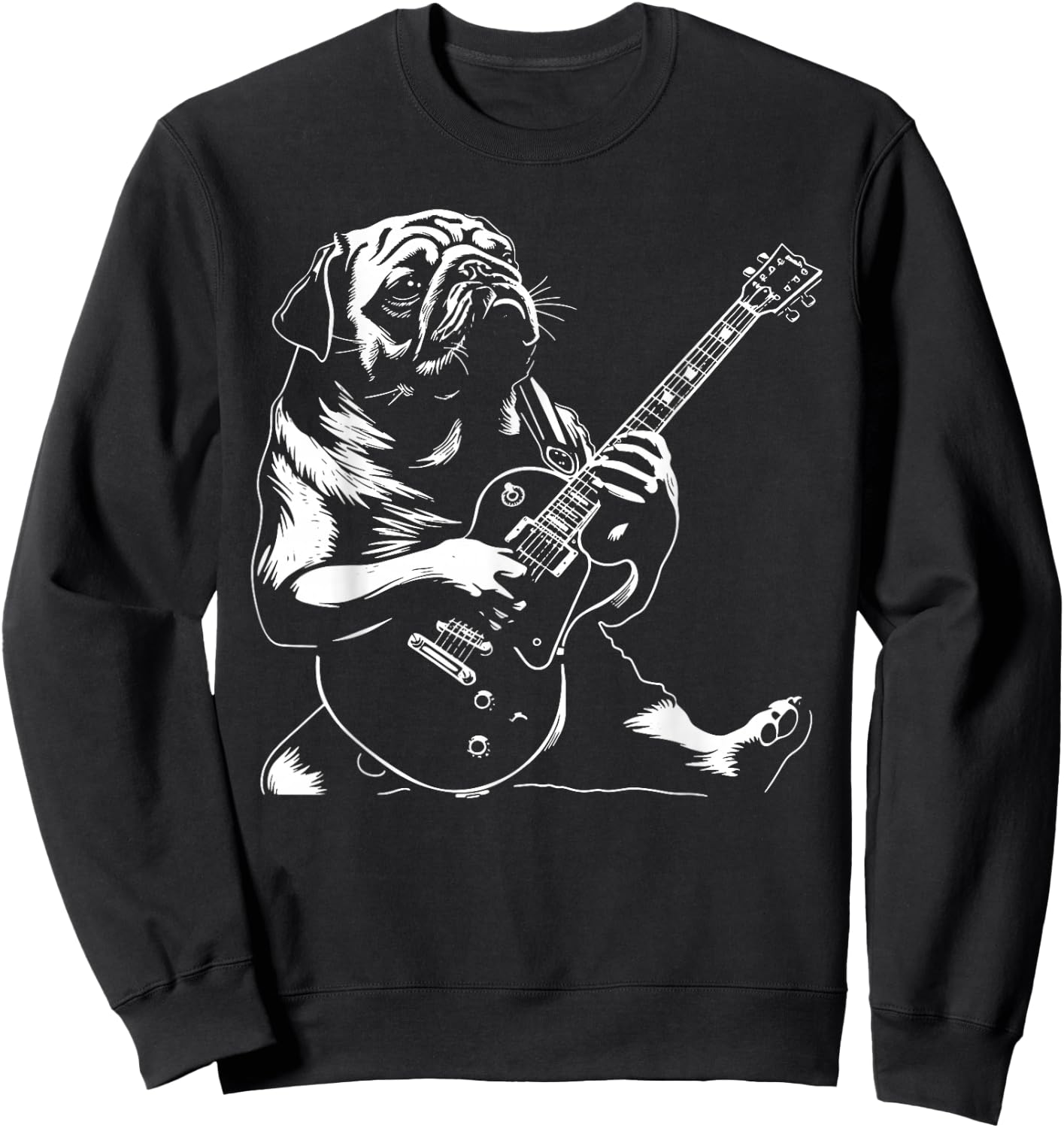 Dog Guitarist Guitar - Pug Dad Mom Women Sweatshirt - Sweatshirt | Black