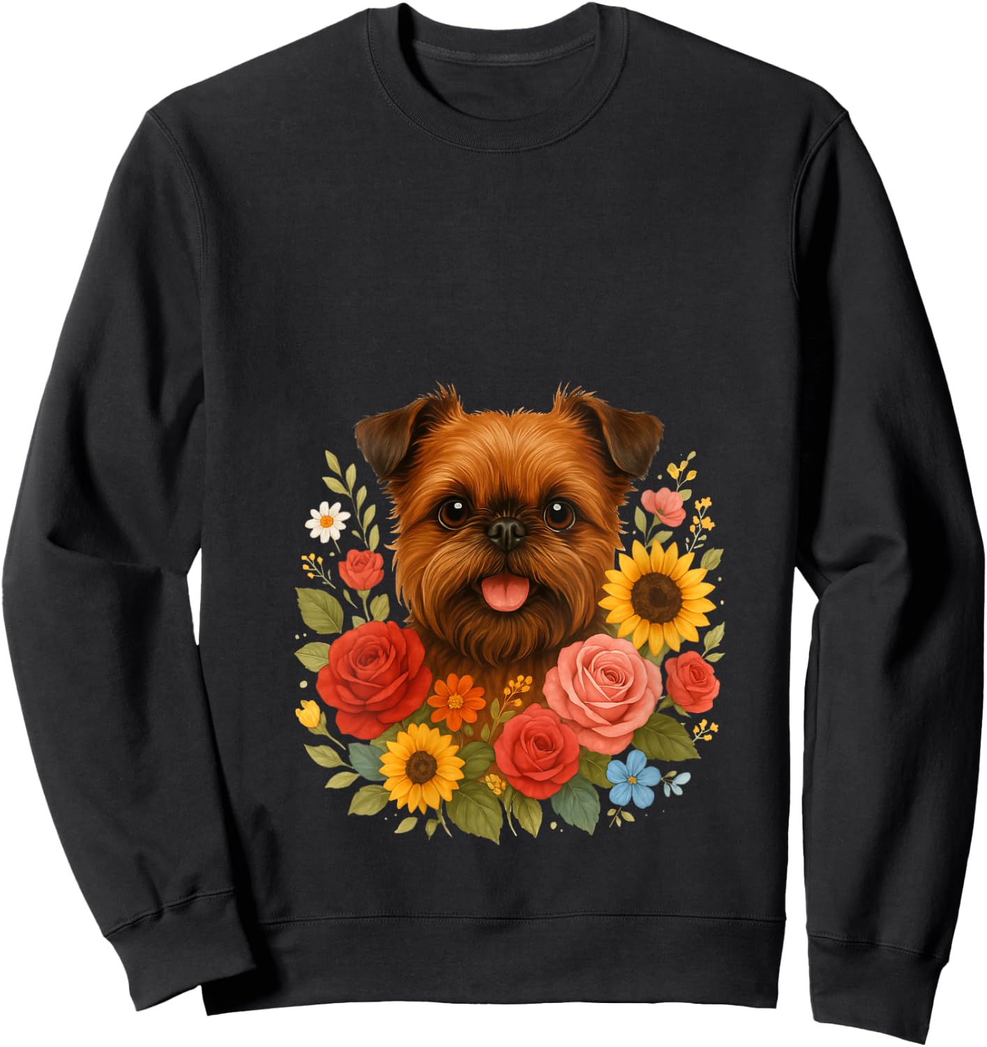 Brussels Griffon V-Neck Sweatshirt - Sweatshirt | Black