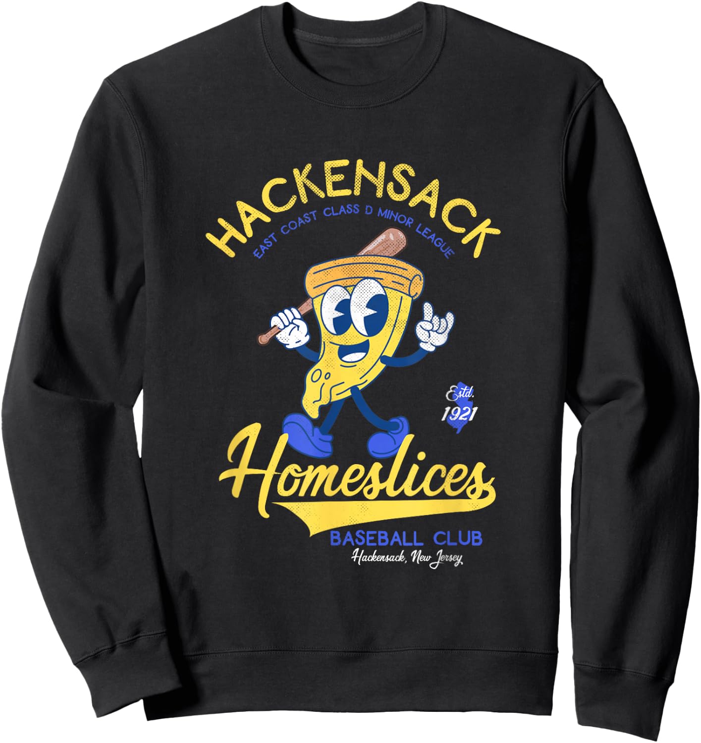 Hackensack Homeslices Retro Minor League Baseball Team Sweatshirt - Sweatshirt | Black