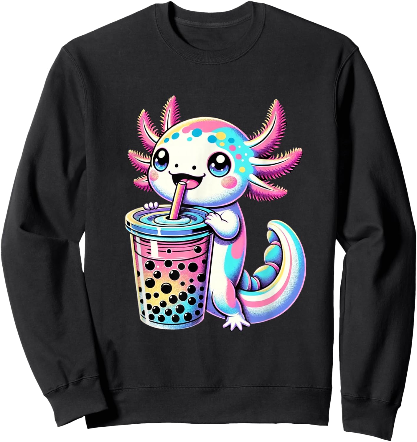 Axolotl Boba Tea Kawaii Neko Japanese Bubble Tea for Girls Sweatshirt - Sweatshirt | Black