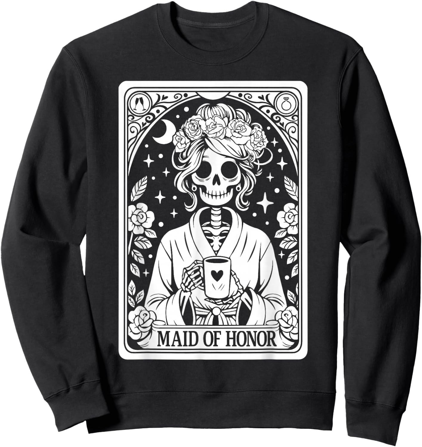Maid of Honor Skeleton Wedding Bachelorette Gothic Matching Sweatshirt - Sweatshirt | Black
