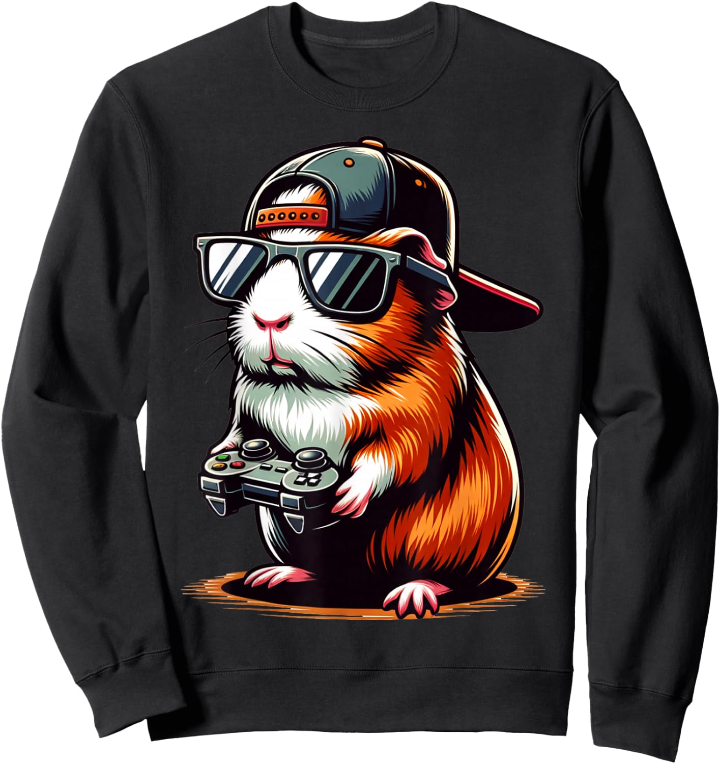 Cool Guinea Pig Playing Video Games. Funny Gamer Guinea Pig Sweatshirt - Sweatshirt | Black