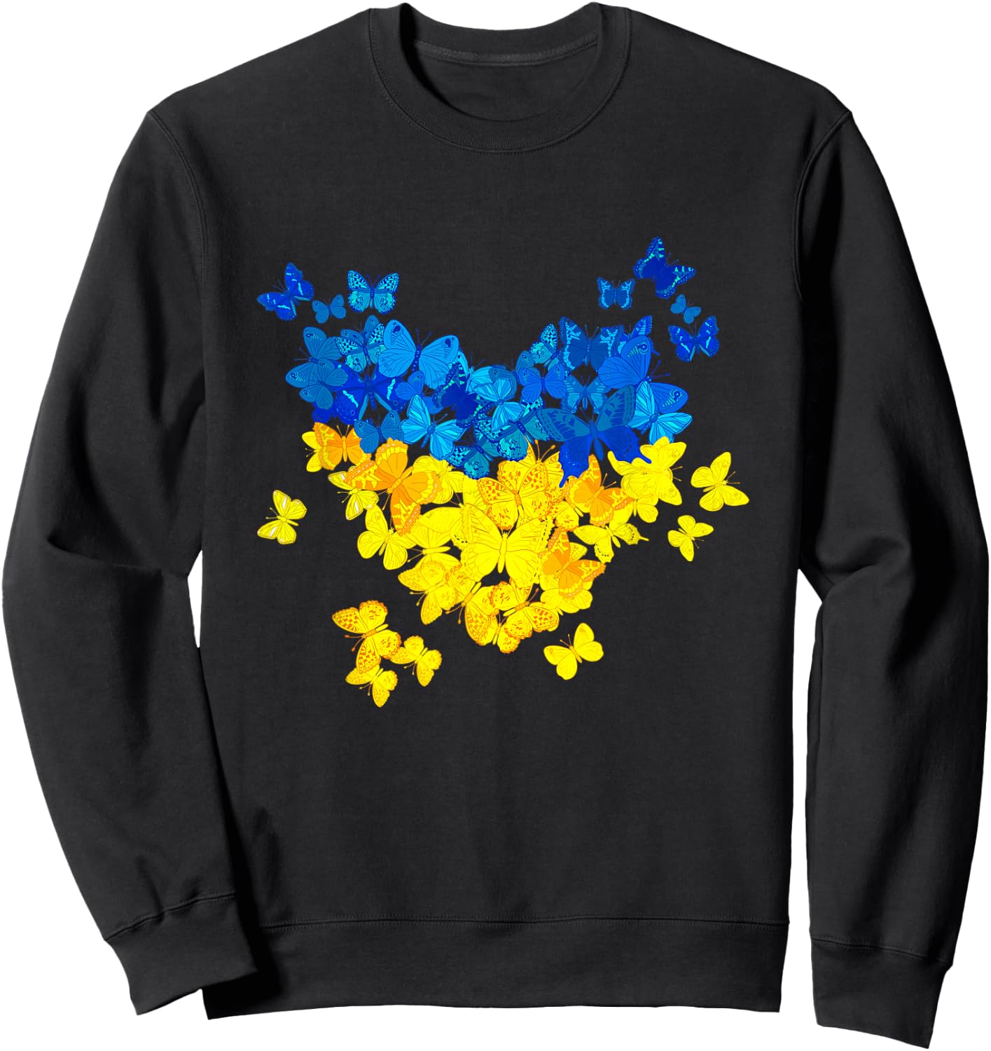 Butterfly Heart Ukraine Flag Ukrainian Ukrainian , black Sweatshirt - Sweatshirt | Black