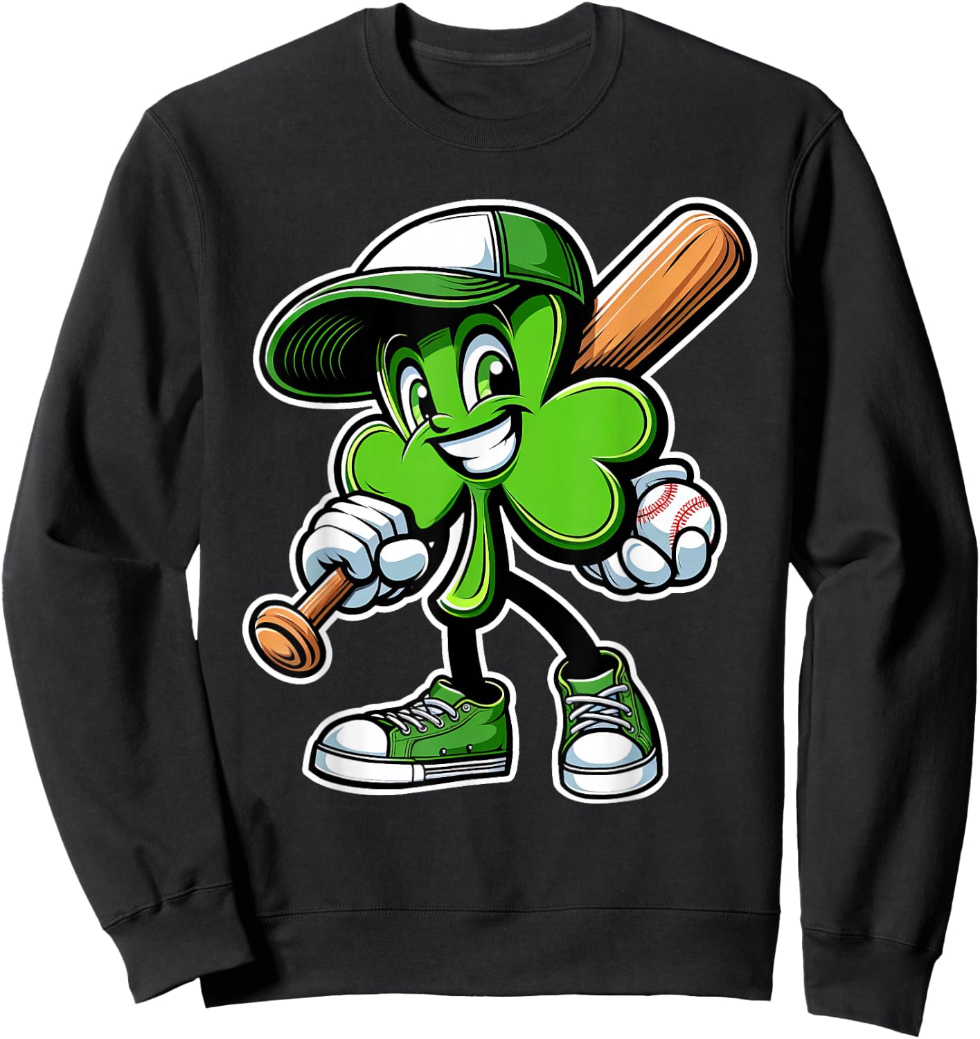 Dabbing Shamrock Baseball Boys Girls St Patricks Day Sweatshirt - Sweatshirt | Black