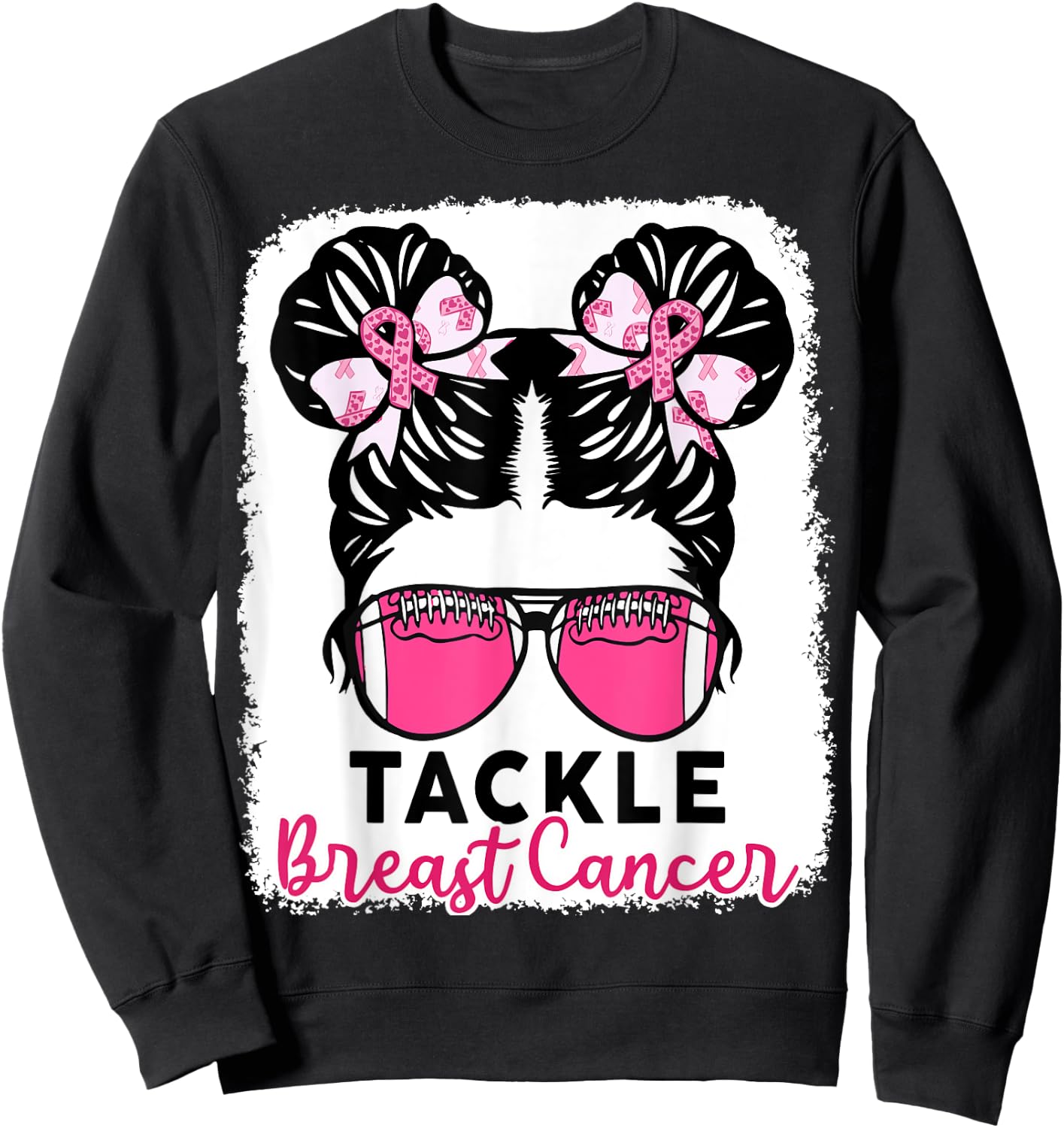 Tackle Breast Cancer Awareness Football Shirt Kid Youth Girl Sweatshirt - Sweatshirt | Black