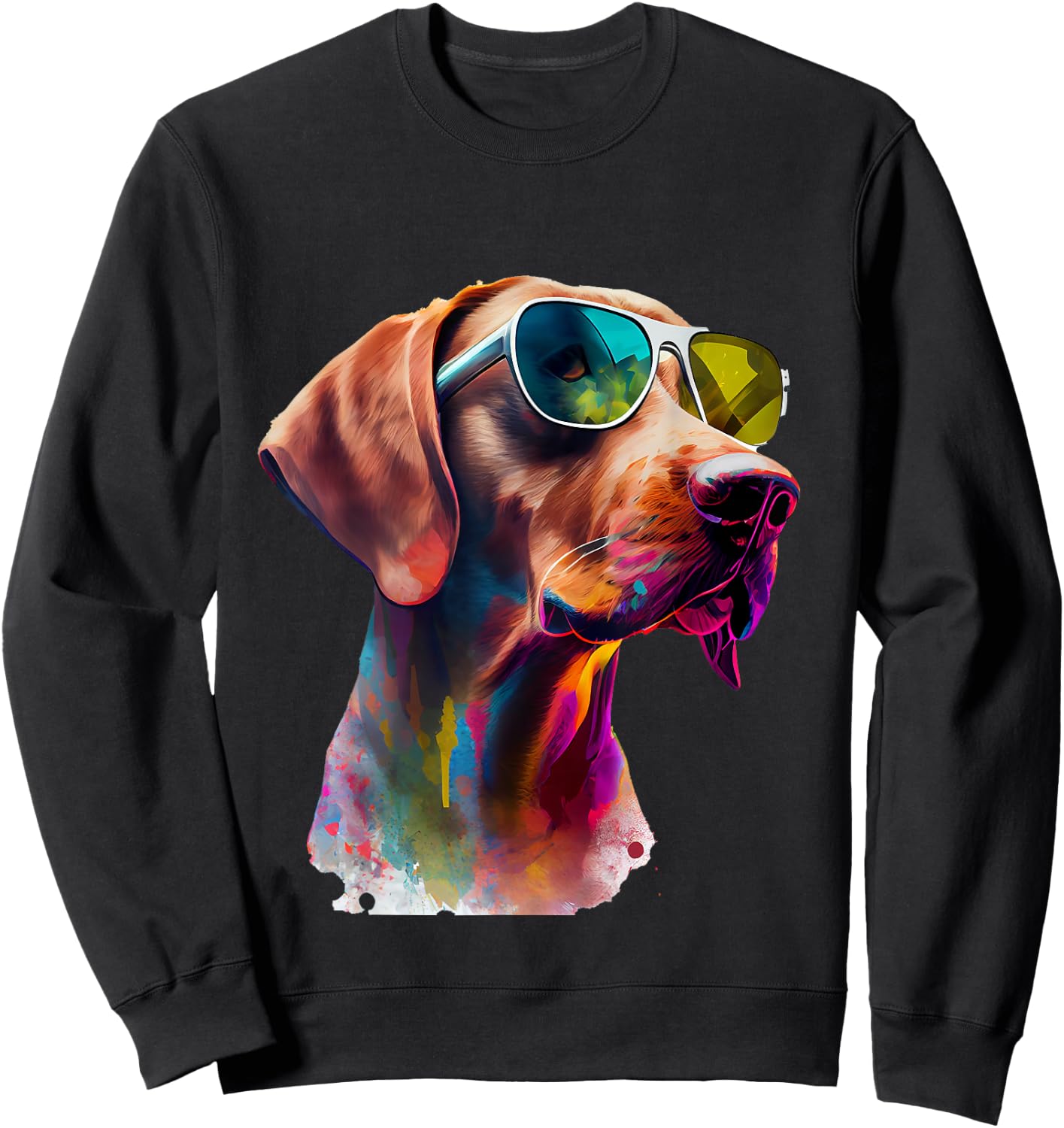 Viszla with Sunglasses Sweatshirt - Sweatshirt | Black