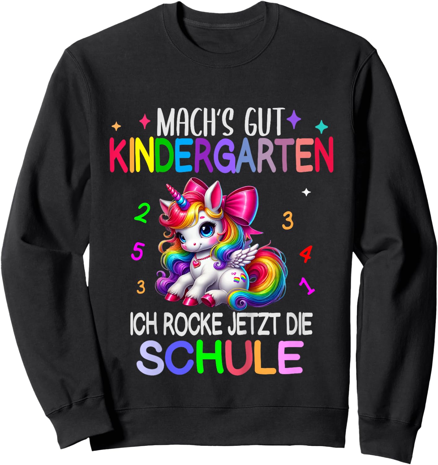 Kinder Ich Rocke jetzt die Schule Kita Abgänger Schulanfang Einhorn Sweatshirt - Sweatshirt | Black