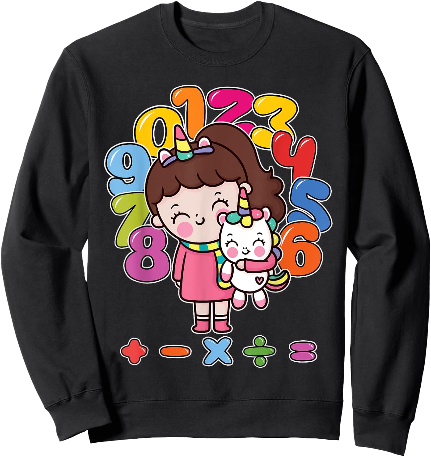 Number day maths day unicorn girl kids costume number day Sweatshirt - Sweatshirt | Black