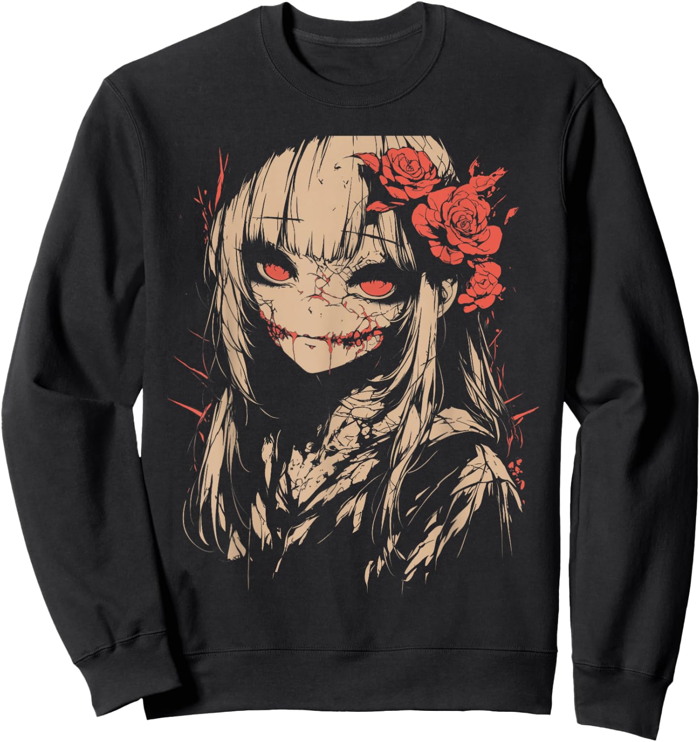 Horror Anime Manga | Japan Japanese Creepy Kawaii Goth , black Sweatshirt - Sweatshirt | Black