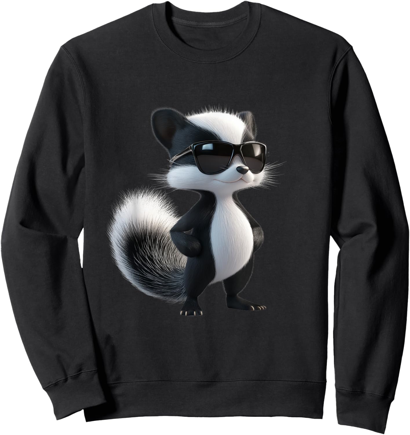 Skunk with Sunglasses - Funny Skunk , black Sweatshirt - Sweatshirt | Black