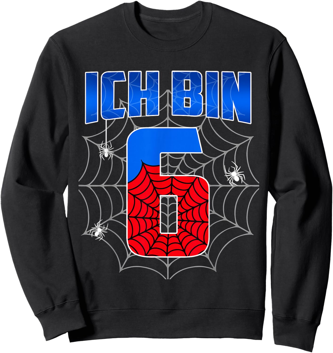 Ich bin 6 Jahre alt Spinnennetz 6th Geburtstag Kinder Boy , black Sweatshirt - Sweatshirt | Black