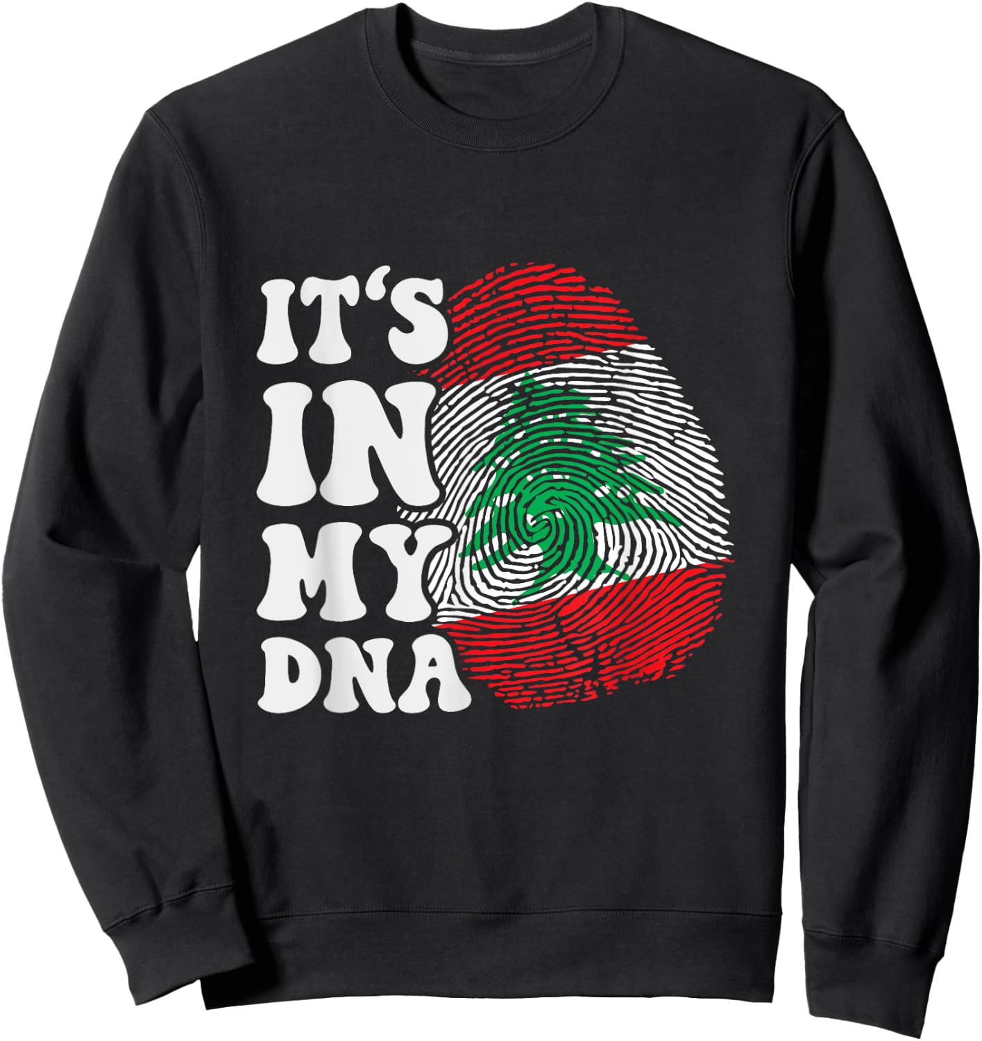 Funny It's in My DNA Flag of Lebanon Fingerprint , Black, S Sweatshirt - Sweatshirt | Black