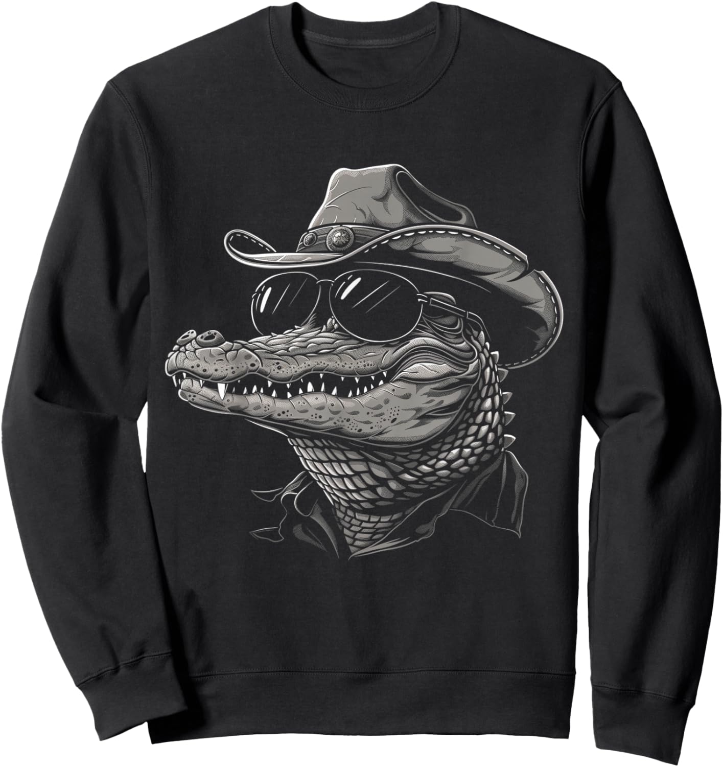 Alligator Cowboy Hat Gator Crocodile Reptile Lover Funny Sweatshirt - Sweatshirt | Black
