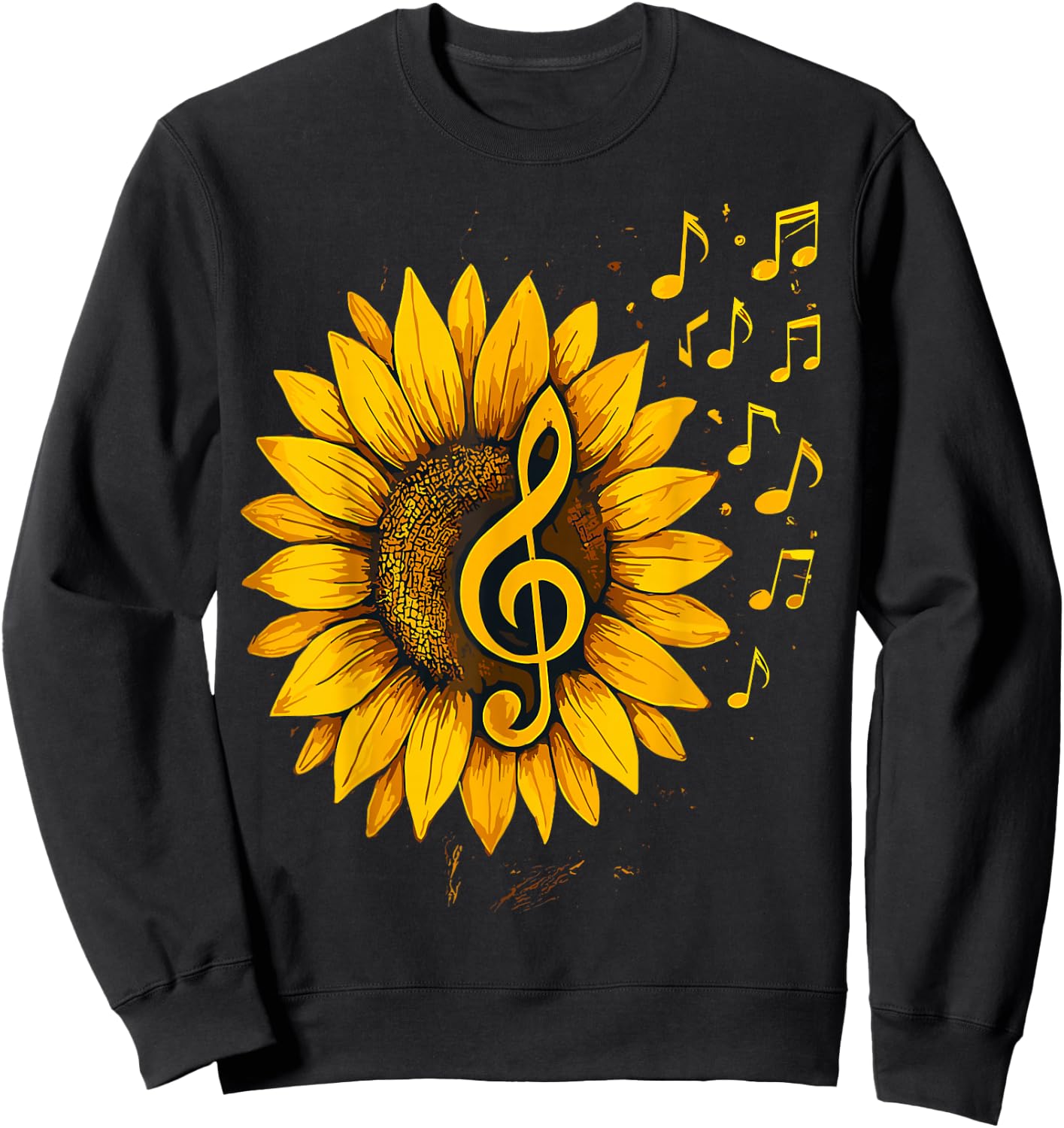 Sunflower Music Notes– Treble Clef Floral Musician Sweatshirt - Sweatshirt | Black