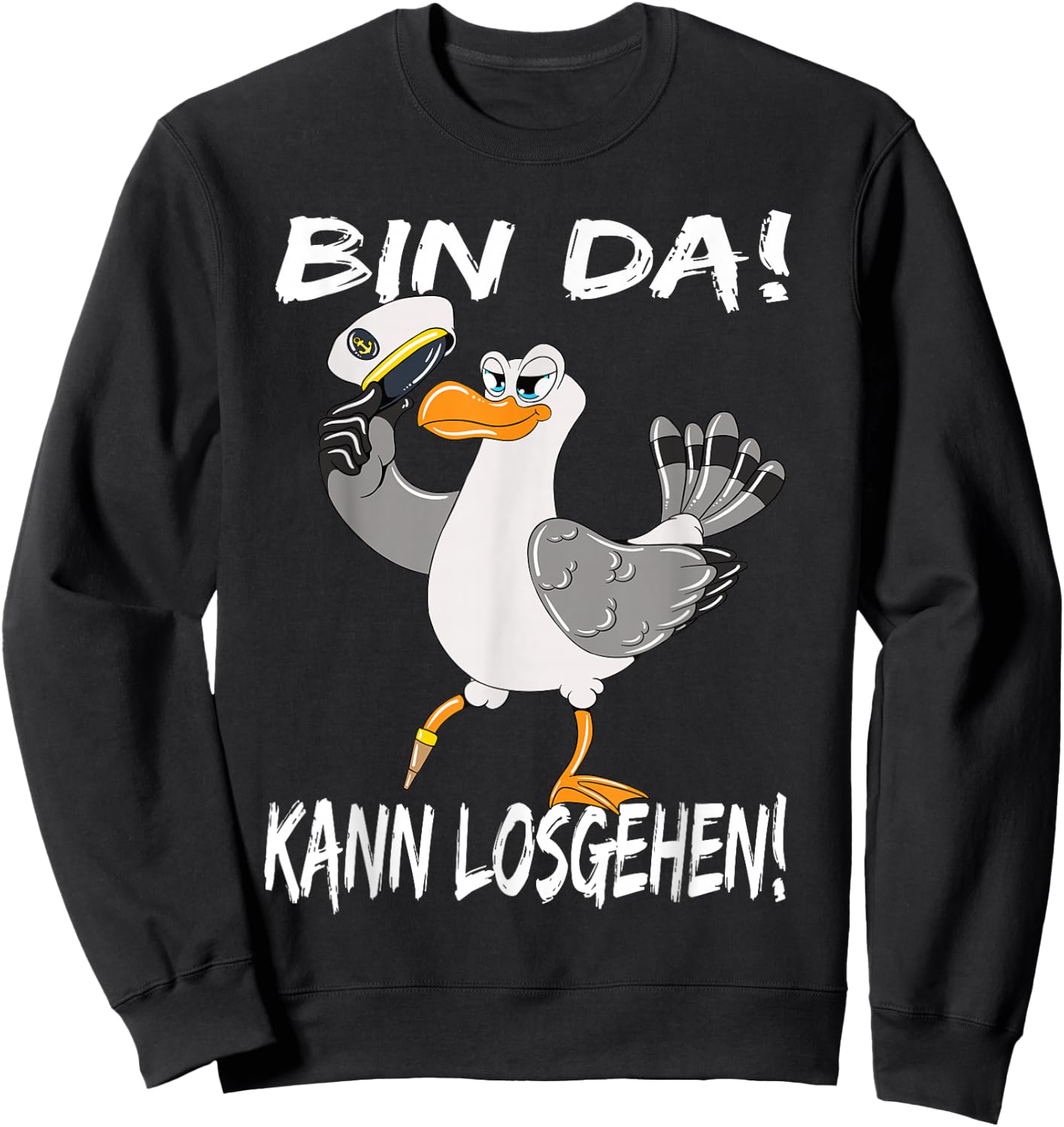 Captain Seagull Baltic Sea North Sea Holiday Bin Da Kann Losgehen , black, s Sweatshirt - Sweatshirt | Black