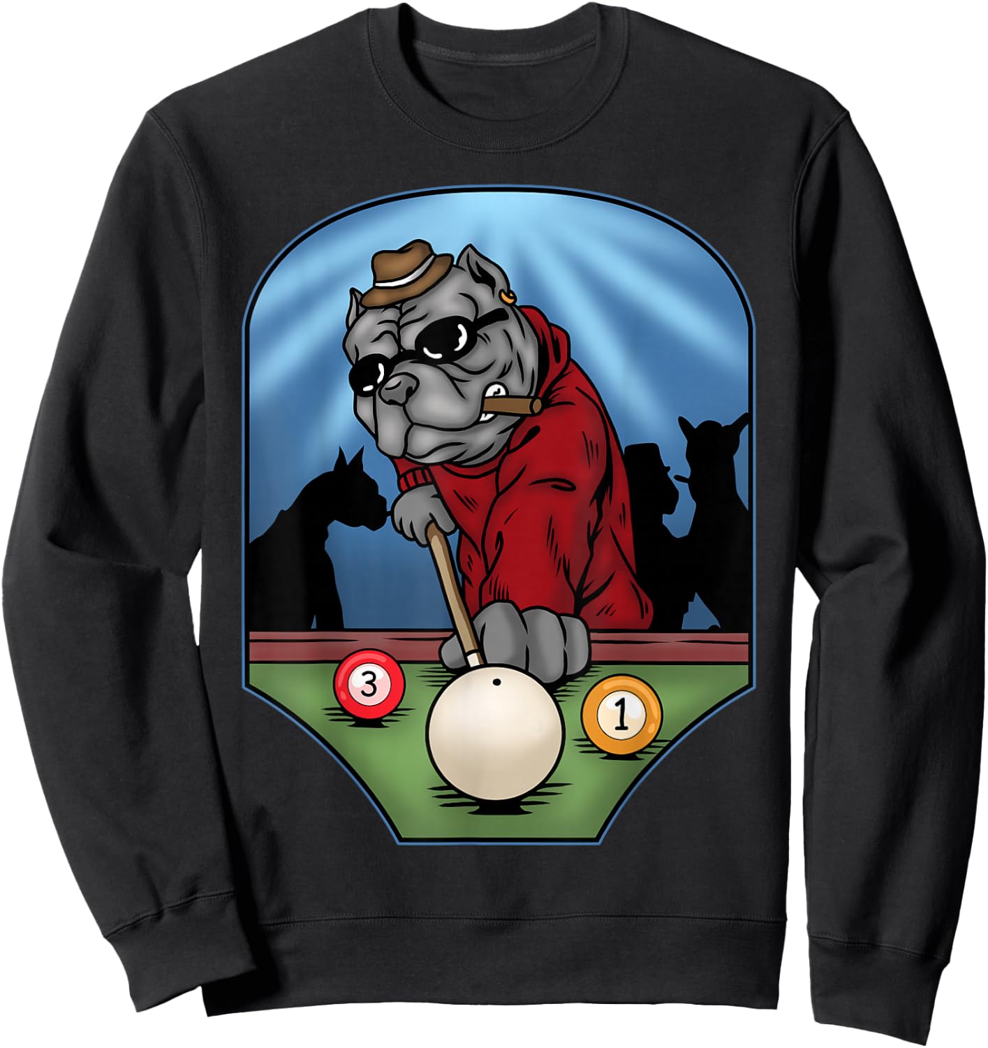 Funny Billiard Pool Player American Bully Dog Billiards Sweatshirt - Sweatshirt | Black
