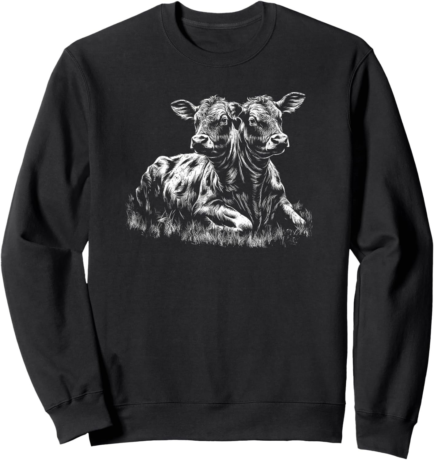 Two Headed Calf With Two Heads Creepy Cow Lovers Sweatshirt - Sweatshirt | Black