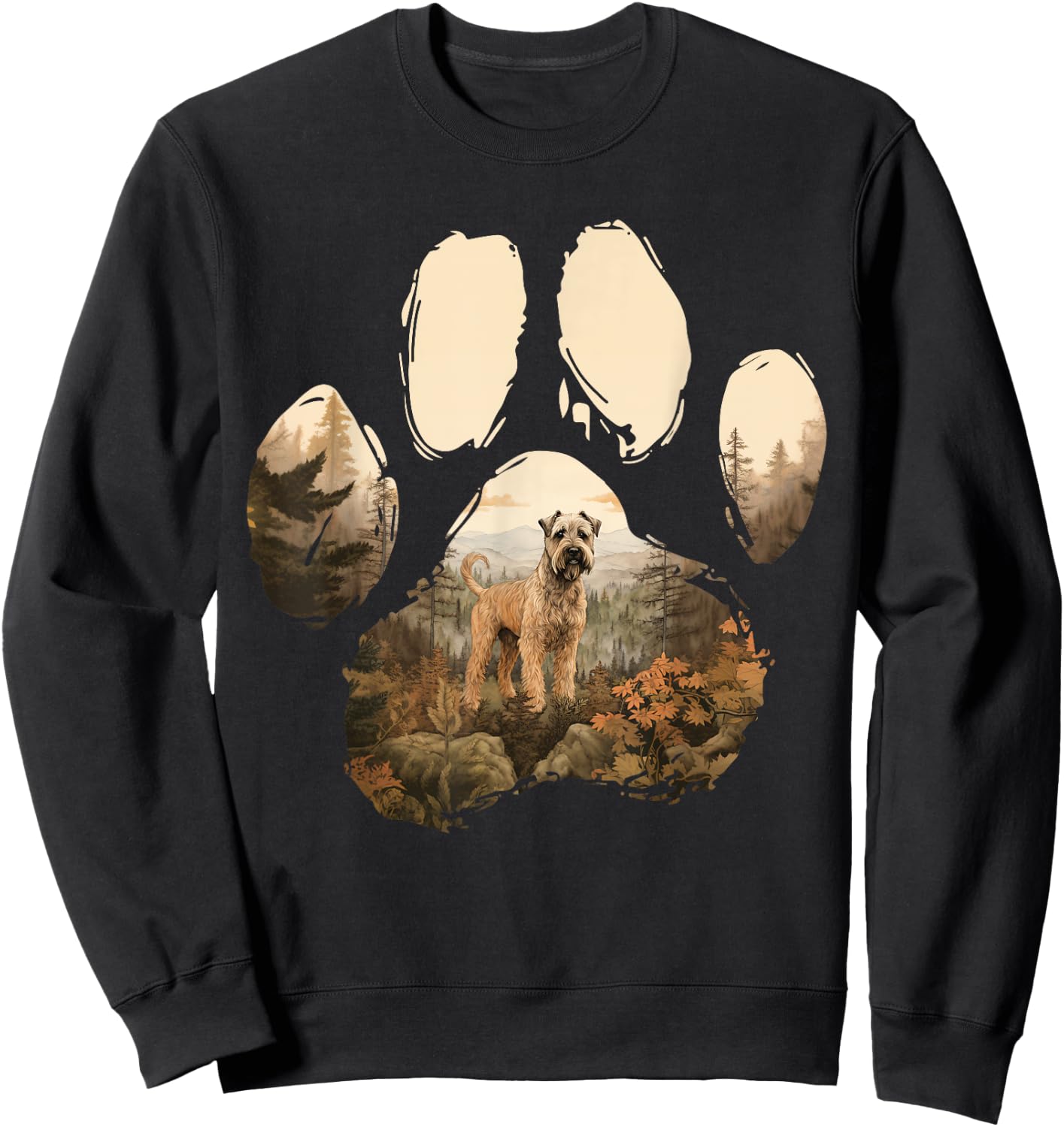Soft Coated Wheaten Terrier Mountain Paw Design Dog Mom Dad Women Kids Sweatshirt - Sweatshirt | Black