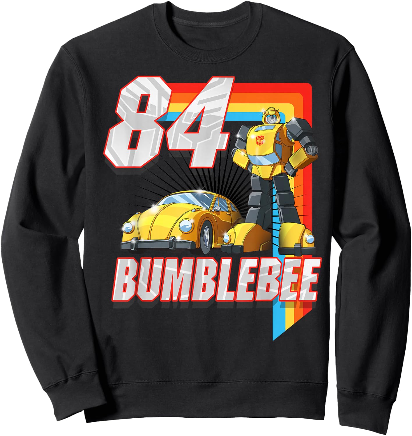 Transformers Bumblebee '84 Retro Rainbow Stripe Sweatshirt - Sweatshirt | Black