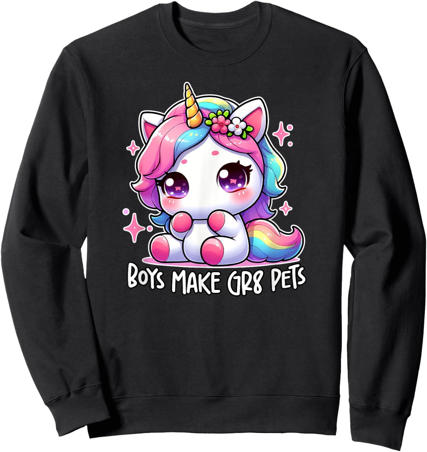 BOYS MAKE GR8 PETS Funny Cute Unicorn Feminist Gag Gift Sweatshirt - Sweatshirt | Black