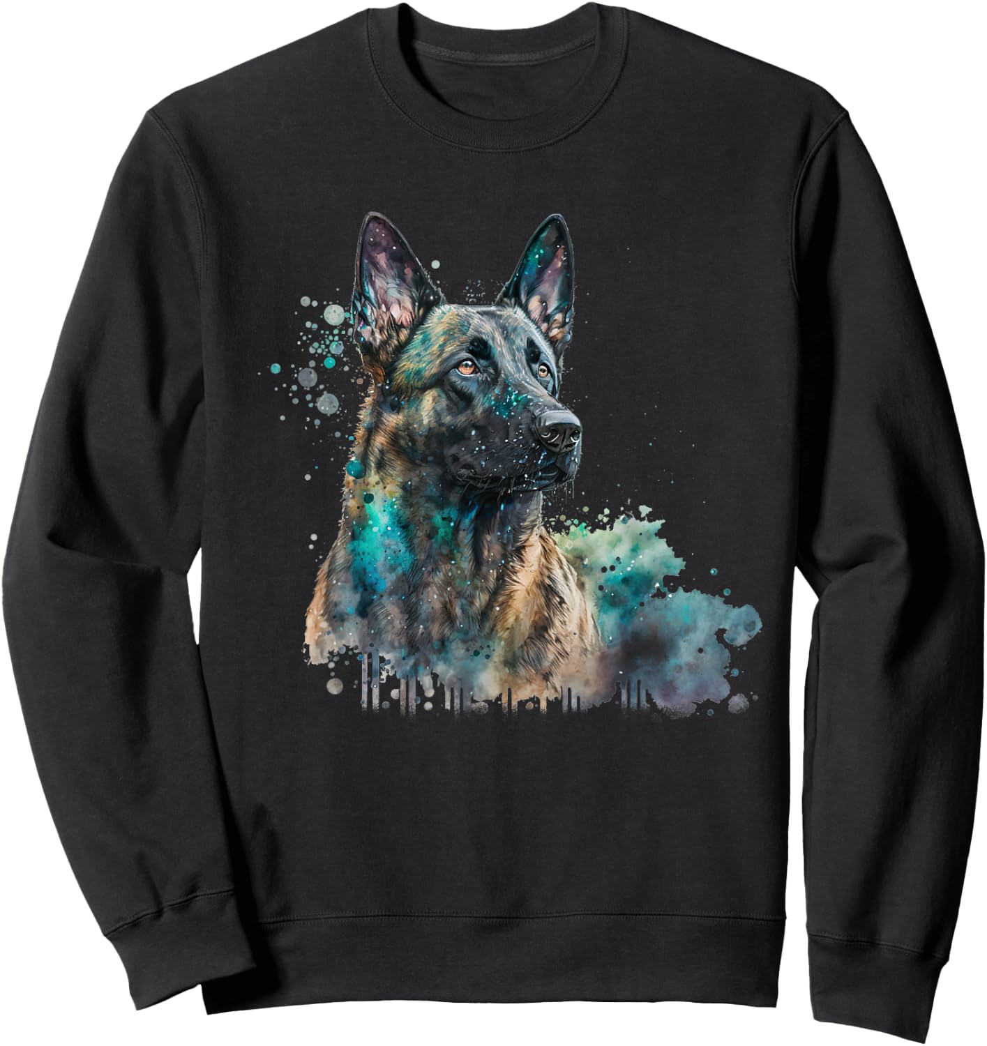Watercolor splash dutchie hollandse herder dutch shepherd Sweatshirt - Sweatshirt | Black
