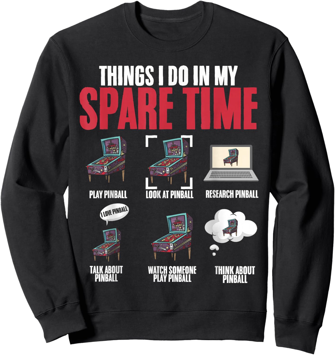 Funny Retro Pinball Arcade Machine Game Pinball Wizard Lover Sweatshirt - Sweatshirt | Black