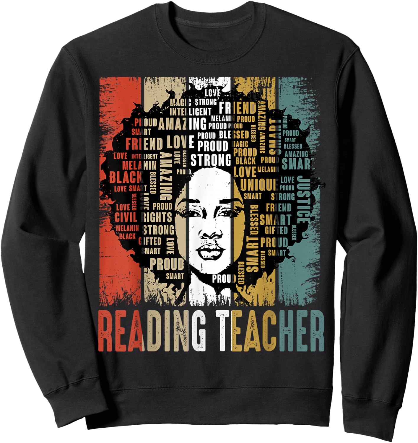 Reading Teacher Afro African American Black History Month Sweatshirt - Sweatshirt | Black