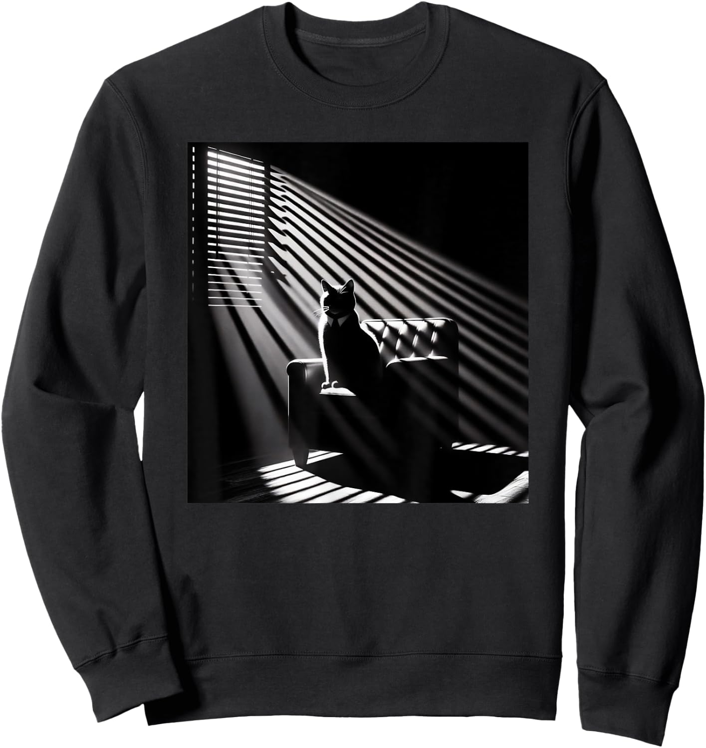 A Cat Sitting In A Chair Film Noir Atmosphere Women Sweatshirt - Sweatshirt | Black