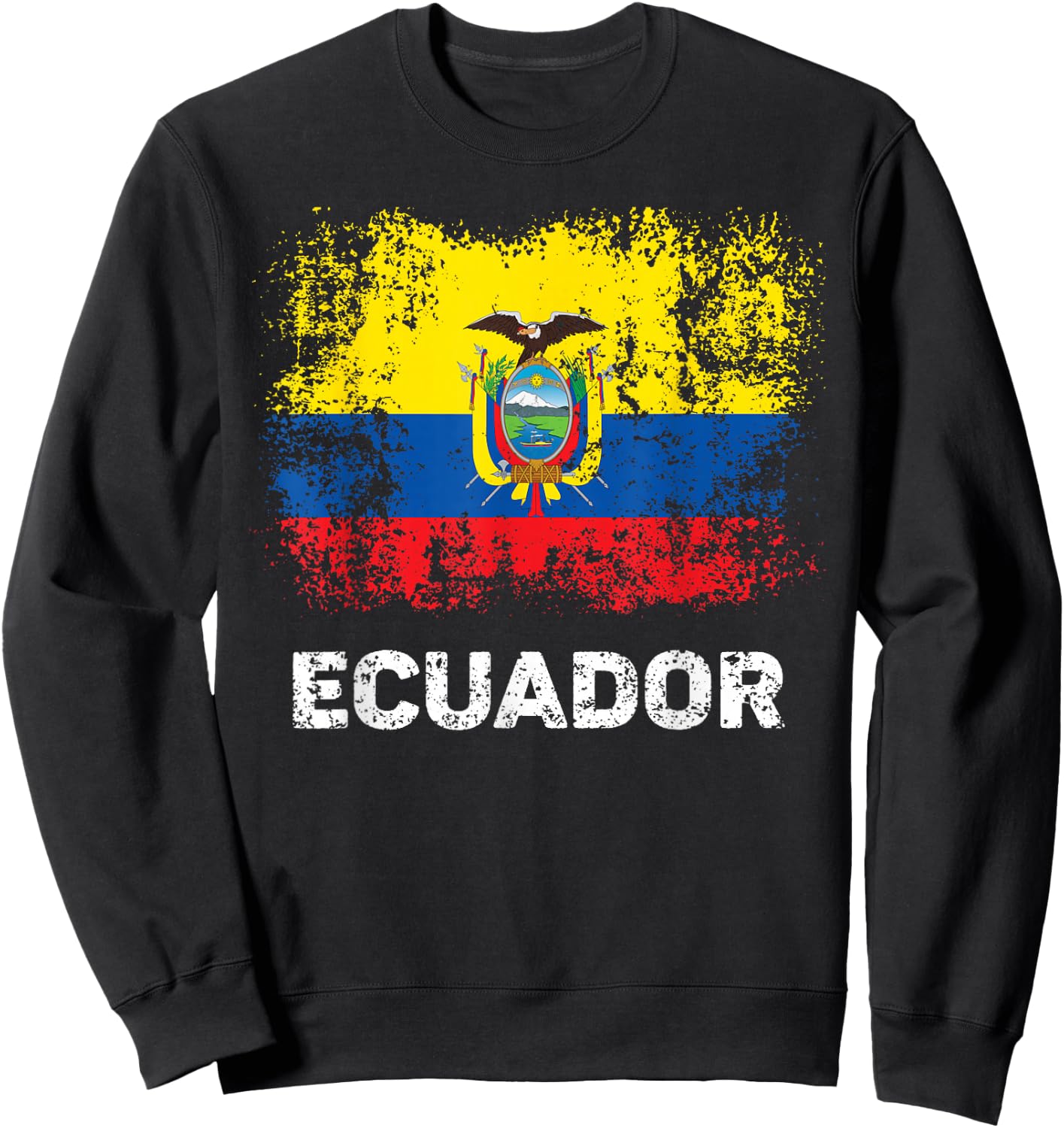 Vintage Ecuadorian Flag Shirt Patriotic Ecuador Flag Sweatshirt - Sweatshirt | Black