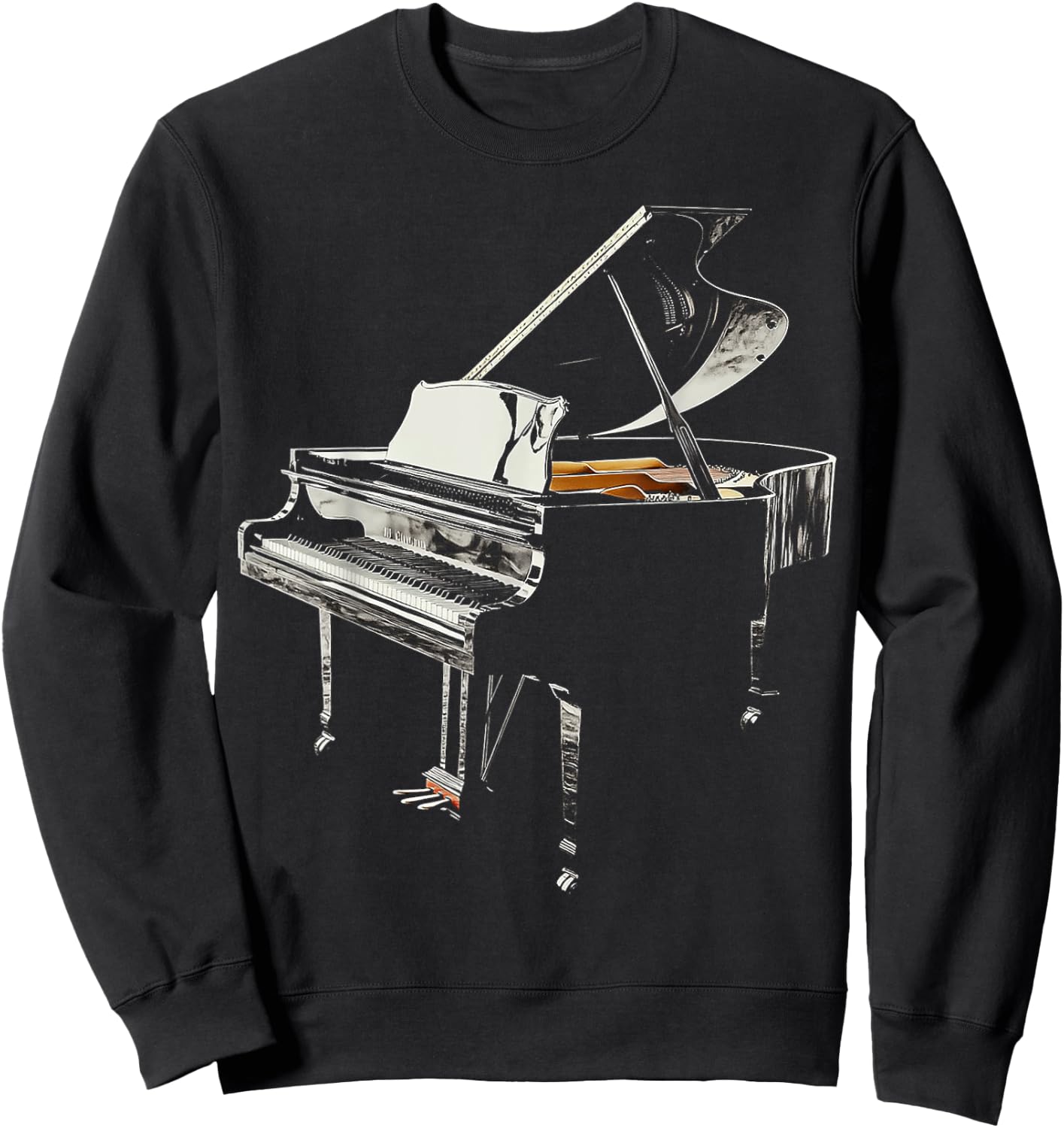Grand Piano Music Instrument Motif Illustration Grand Piano Sweatshirt - Sweatshirt | Black