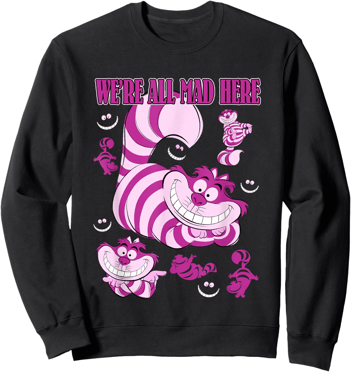 Disney Alice in Wonderland Cheshire Cat We're All Mad Here Sweatshirt - Sweatshirt | Black