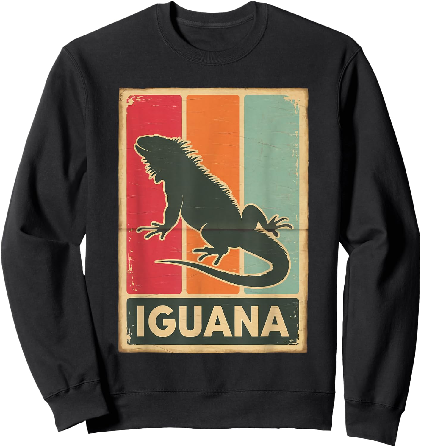 Retro Animal Lovers Vintage Iguana Sweatshirt - Sweatshirt | Black