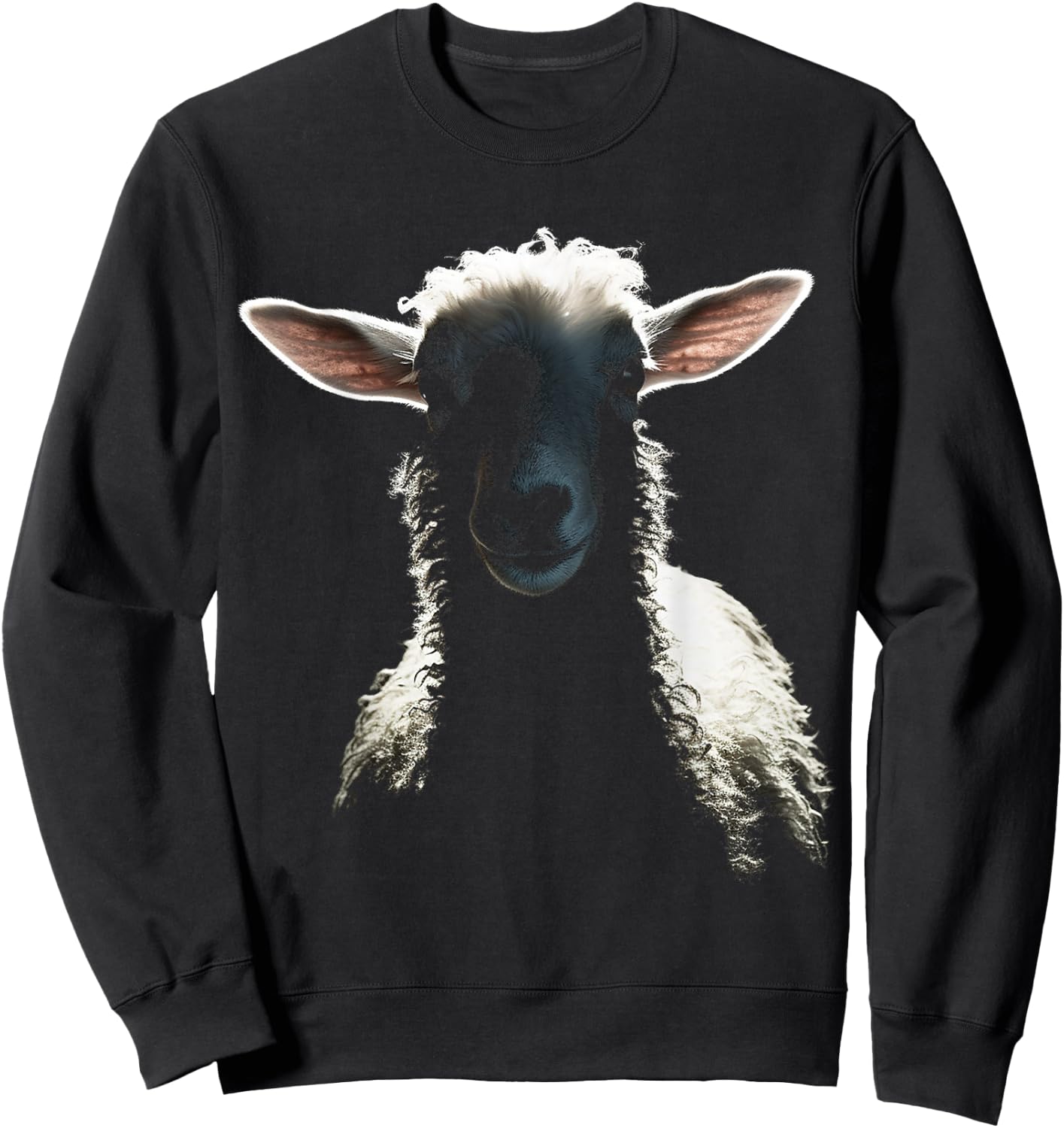 Sheep Portrait Animal Motif Illustration Sheep Sweatshirt - Sweatshirt | Black