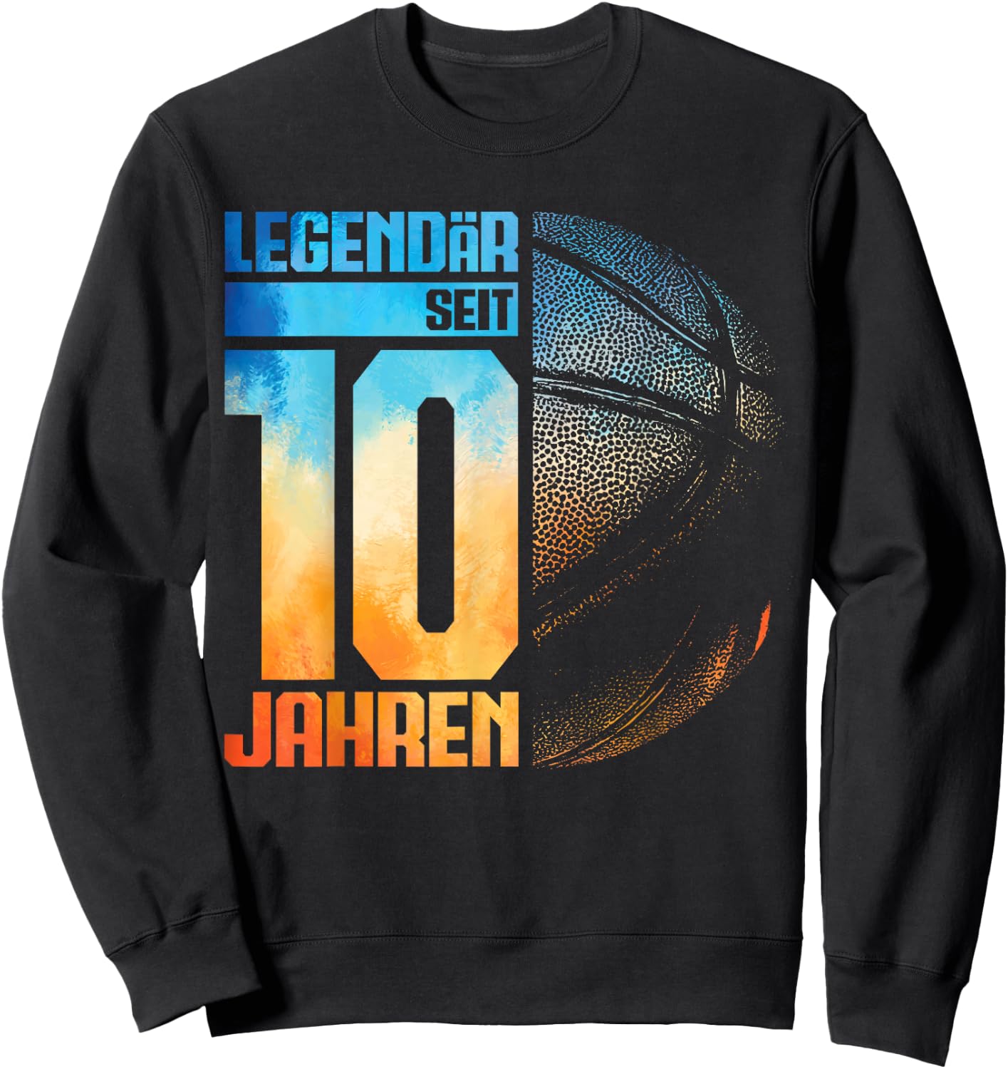 10th Birthday Retro Basketball Player 10 Years Boy Child , black Sweatshirt - Sweatshirt | Black