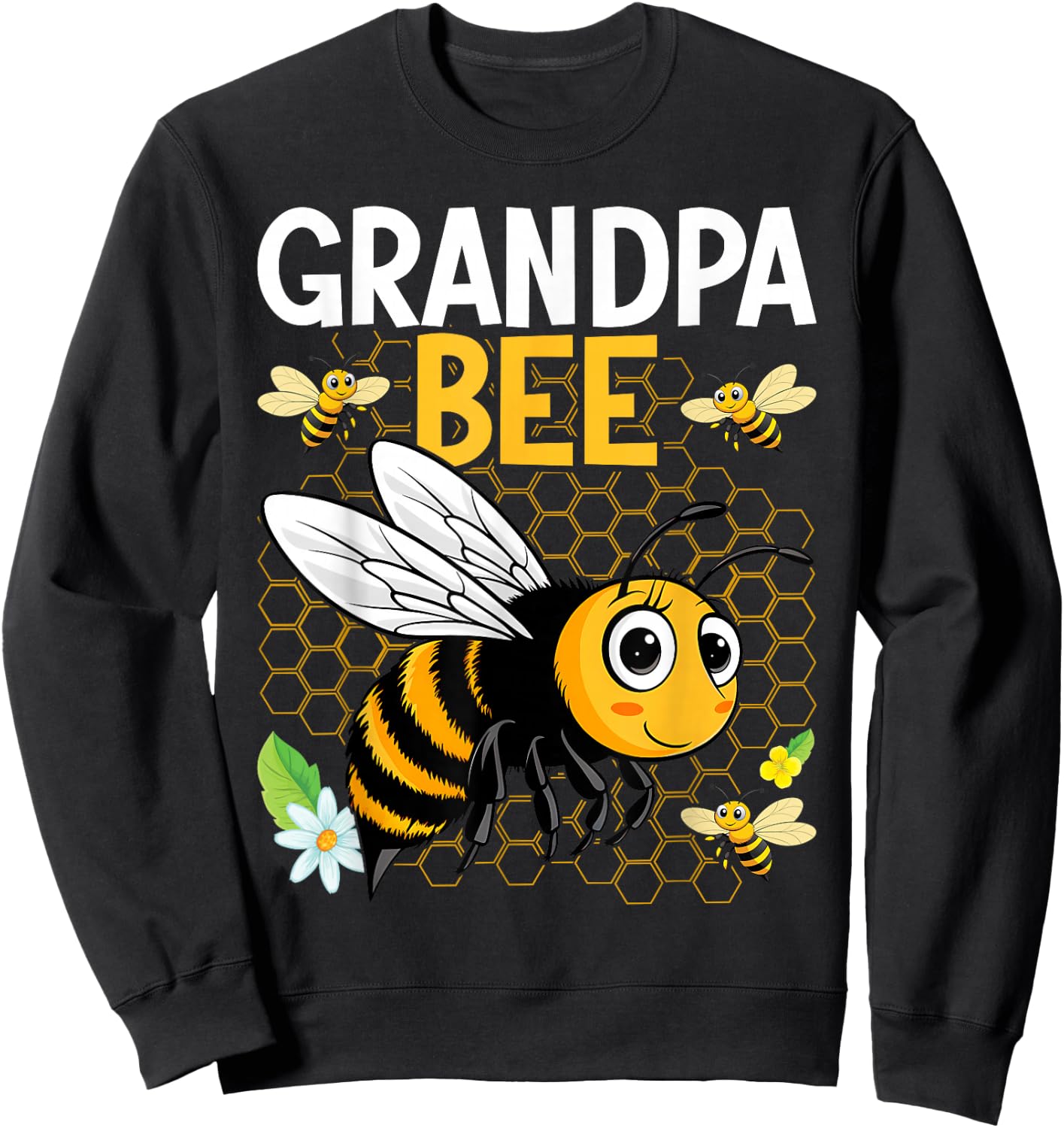 Grandpa Bee Cute Beekeeping Birthday Party Matching Family Sweatshirt - Sweatshirt | Black