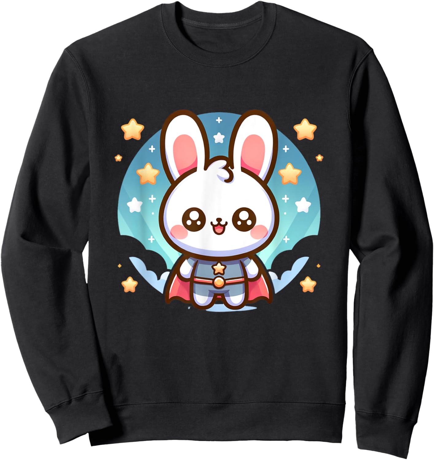 Cute Fluffy Super Hero Bunny Superhero Rabbit Sweatshirt - Sweatshirt | Black