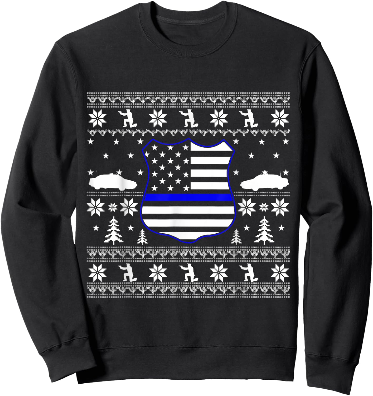 Police Christmas Ugly Sweater Sweatshirt - Sweatshirt | Black